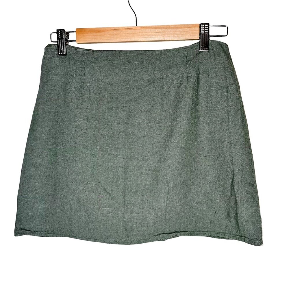 Blue Rain Mini Skirt S Linen‎ Blend Green Blue Yellow Embroidered Size Small - Picture 2 of 8